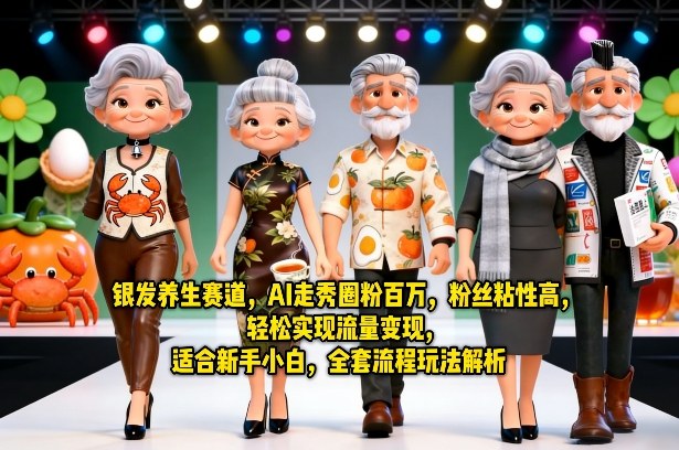 银发养生赛道，AI走秀圈粉百万，粉丝粘性高，轻松实现流量变现，适合新手小白，全套流程玩法解析-明楼资源站