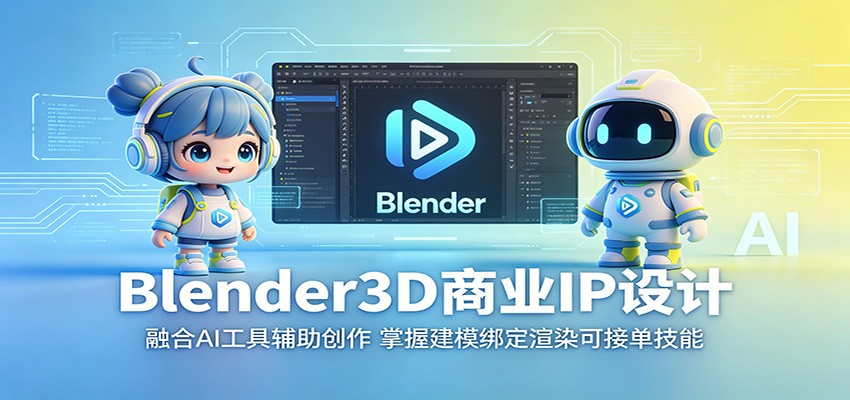 Blender3D商业IP设计：融合AI工具辅助创作，掌握建模绑定渲染可接单技能-明楼资源站