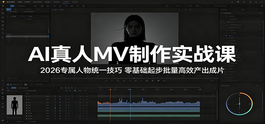 AI真人MV制作实战课：2026专属人物统一技巧，零基础起步批量高效产出成片-明楼资源站