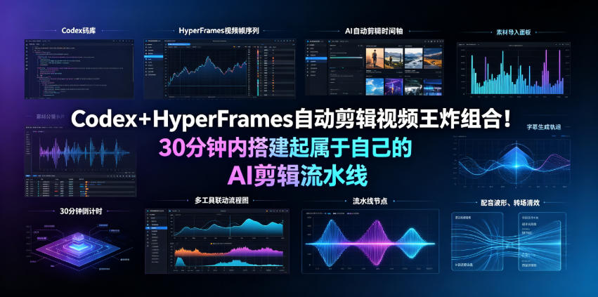 Codex＋HyperFrames自动剪辑视频王炸组合！30分钟内搭建起属于自己的AI剪辑流水线(完整版实操教程手册)-明楼资源站