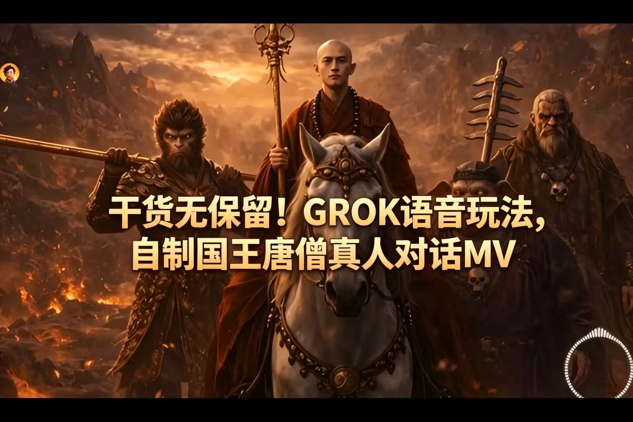 干货无保留！GROK语音玩法，自制国王唐僧真人对话MV-明楼资源站
