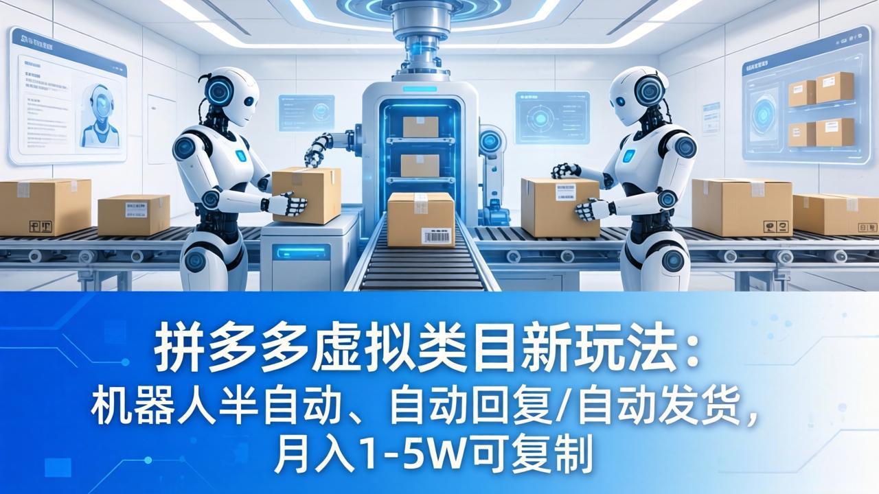 拼多多虚拟类目新玩法：机器人半自动、自动回复 /自动发货，月入 1-5W 可复制-明楼资源站