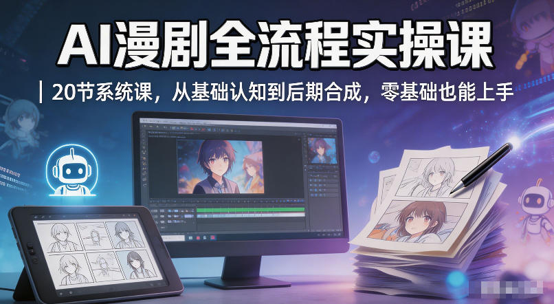 AI漫剧全流程实操课｜20节系统课，从基础认知到后期合成，零基础也能上手-明楼资源站