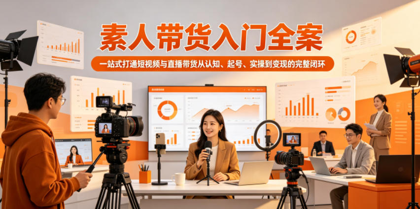 素人带货入门全案，一站式打通短视频与直播带货从认知、起号、实操到变现的完整闭环-明楼资源站