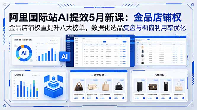 阿里国际站AI提效5月新课：金品店铺权重提升八大榜单，数据化选品复盘与橱窗利用率优化-明楼资源站