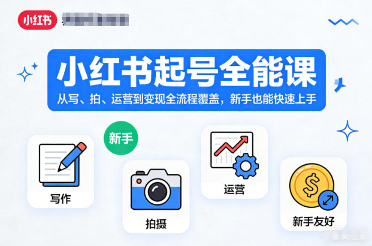 小红书起号全能课，从写、拍、运营到变现全流程覆盖，新手也能快速上手-明楼资源站