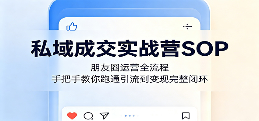 私域成交实战营SOP：朋友圈运营全流程，手把手教你跑通引流到变现完整闭环-明楼资源站