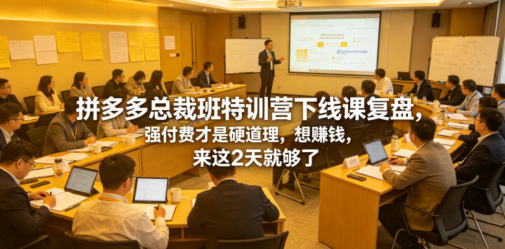 拼多多总裁班特训营下线课复盘，强付费才是硬道理，想賺钱，来这2天就够了-明楼资源站