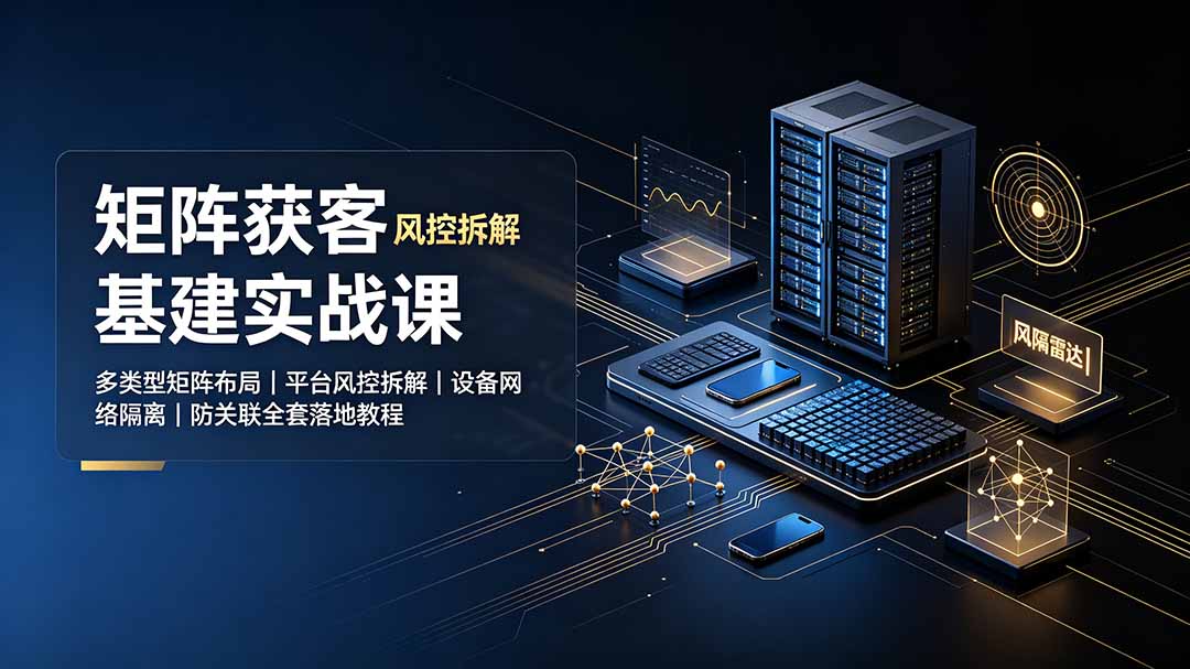 矩阵获客基建实战课：多类型矩阵布局｜平台风控拆解｜设备网络隔离｜防关联全套落地教程-明楼资源站
