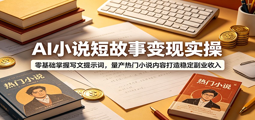 AI小说短故事变现实操：零基础掌握写文提示词，量产热门小说内容打造稳定副业收入-明楼资源站