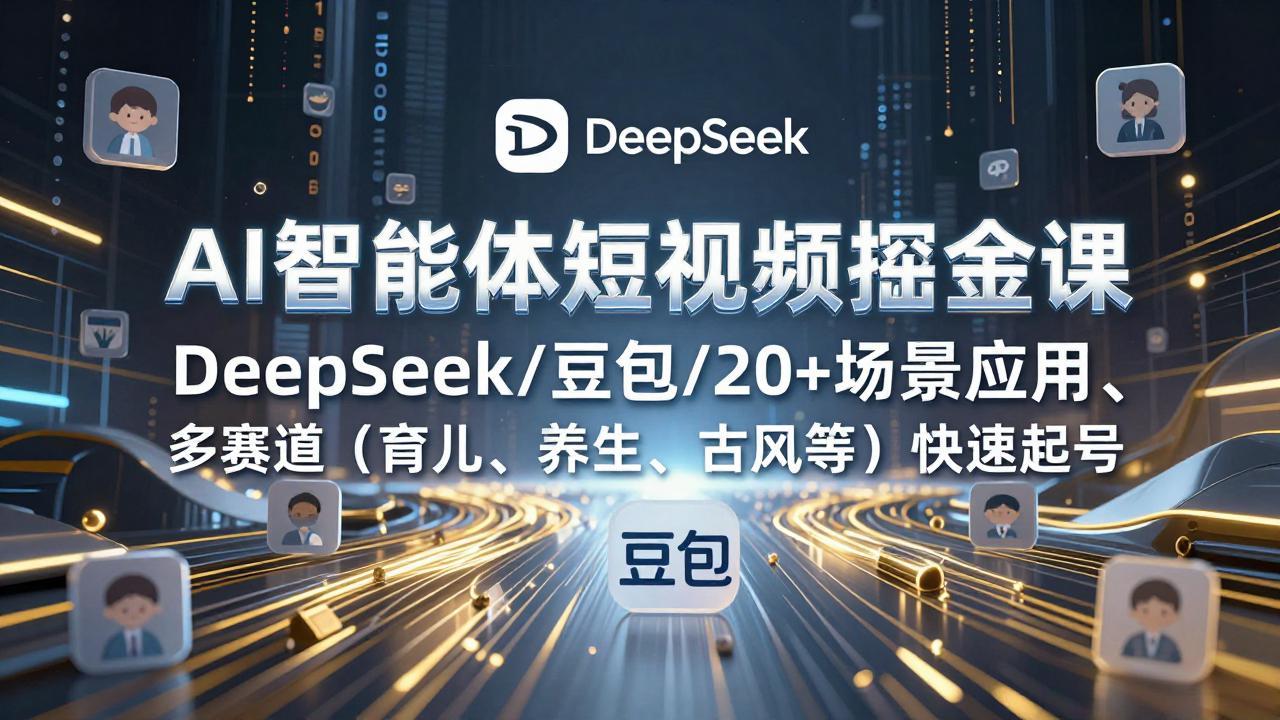 AI智能体短视频掘金课，DeepSeek/豆包/20+场景应用、多赛道(育儿、养生、古风等-明楼资源站