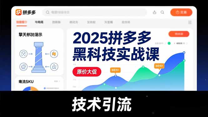 2025拼多多黑科技实战课，擎天柱玩法、爆流SKU、原价大促，技术引流，单店日销轻松破千单-明楼资源站