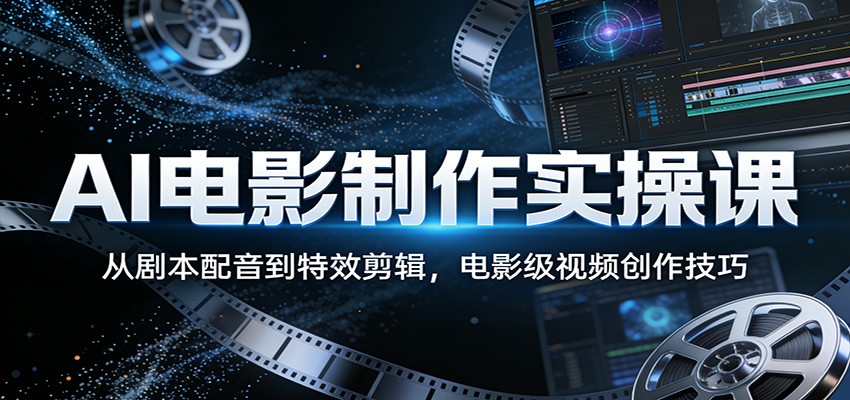 AI电影制作实操课：从剧本配音到特效剪辑，电影级视频创作技巧-明楼资源站