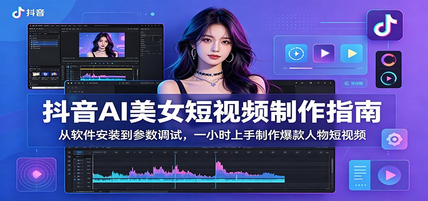 抖音AI美女短视频制作指南：从软件安装到参数调试，一小时上手制作爆款人物短视频-明楼资源站