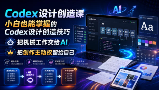 Codex设计创造课，小白也能掌握的Codex设计创造技巧，把机械工作交给AI，把创作主动权留给自己-明楼资源站