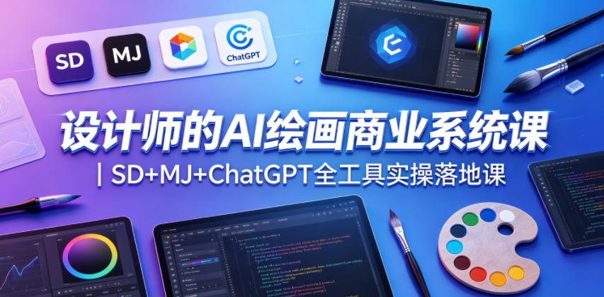 设计师的AI绘画商业系统课｜SD+MJ+ChatGPT全工具实操落地课-明楼资源站