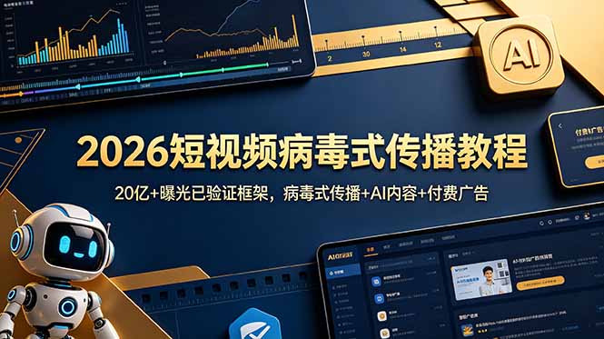 2026短视频病毒式传播教程：20亿+曝光已验证框架，病毒式传播+AI内容+付费广告-明楼资源站