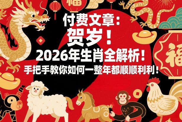 付费文章：贺岁！2026年生肖全解析！手把手教你如何一整年都顺顺利利！-明楼资源站