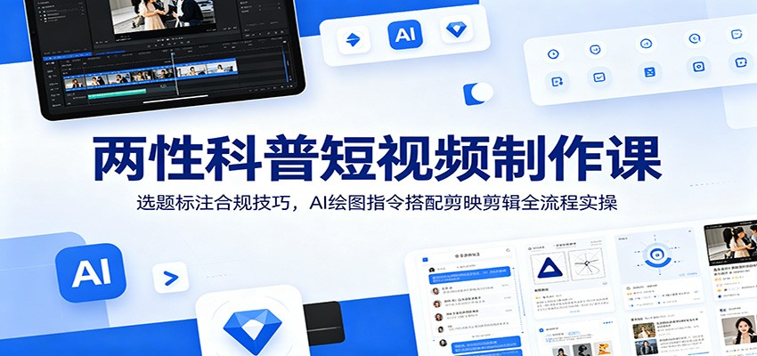 两性科普短视频制作课：选题标注合规技巧，AI绘图指令搭配剪映剪辑全流程实操-明楼资源站