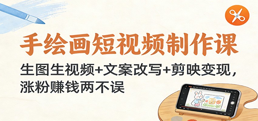 手绘画短视频制作课：生图生视频+文案改写+剪映变现，涨粉赚钱两不误-明楼资源站