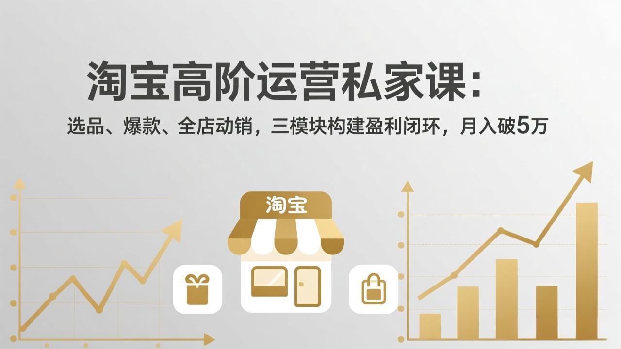 淘宝高阶运营私家课：选品、爆款、全店动销，三模块构建盈利闭环，月入破5万(更新26年2月-明楼资源站