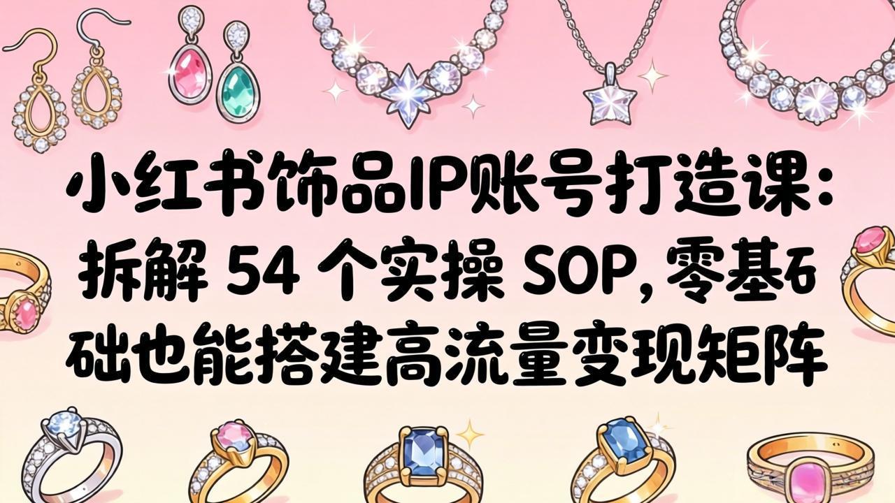 小红书饰品IP账号打造课：拆解 54 个实操 SOP，零基础也能搭建高流量变现矩阵-明楼资源站