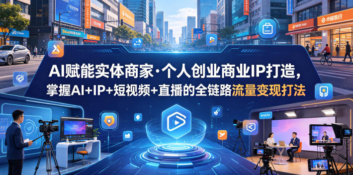 AI赋能实体商家·个人创业商业IP打造，掌握AI+IP+短视频+直播的全链路流量变现打法-明楼资源站