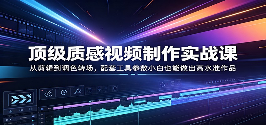 顶级质感视频制作实战课：从剪辑到调色转场，配套工具参数小白也能做出高水准作品-明楼资源站