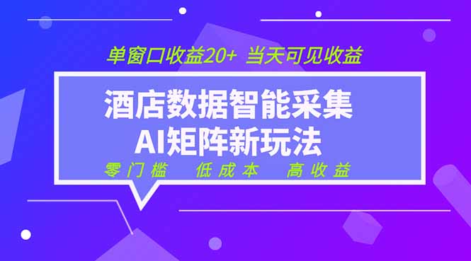 2026酒店数据采集ai智能矩阵新风口 低成本 高收益 当天见收益 单窗口20+-明楼资源站