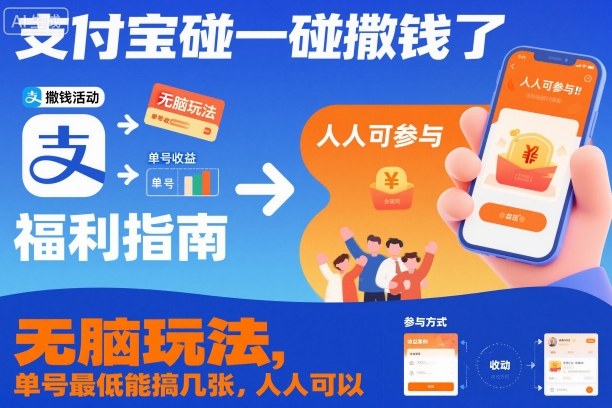 支付宝碰一碰撒钱了，无脑玩法，单号最低能搞几张，人人可以撸【揭秘】-明楼资源站
