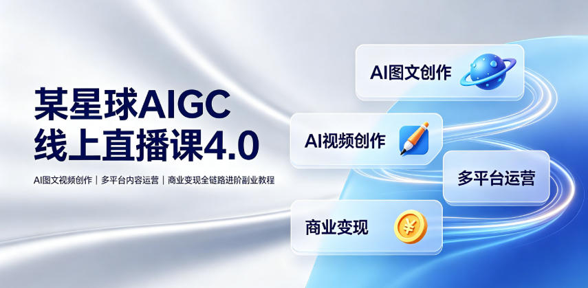 某星球AIGC线上直播课4.0｜AI图文视频创作、多平台内容运营、商业变现全链路进阶副业教程-明楼资源站