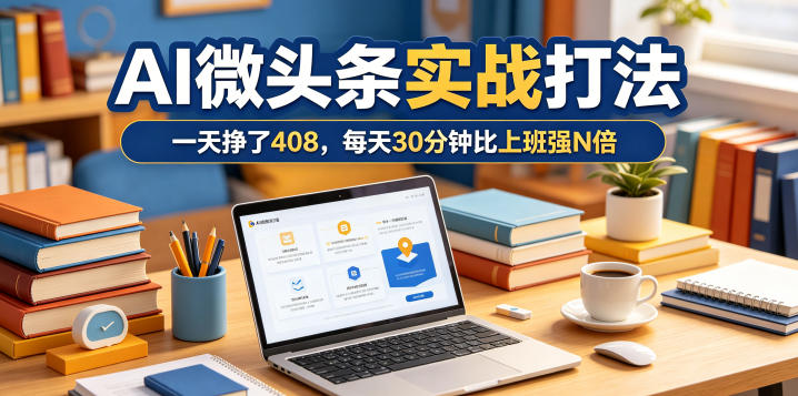 一天挣了408，AI微头条实战打法，每天30分钟比上班强N倍-明楼资源站