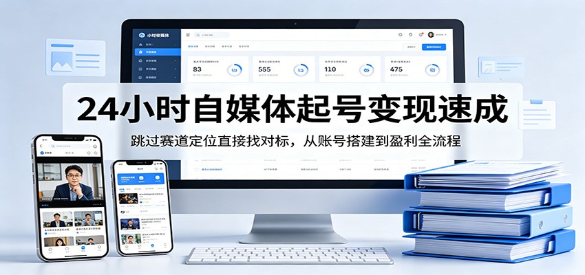 24小时自媒体起号变现速成，跳过赛道定位直接找对标，从账号搭建到盈利全流程-明楼资源站