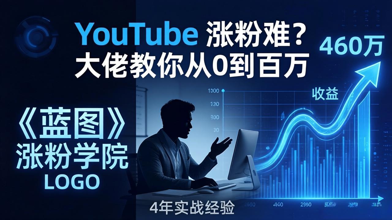 YouTube 涨粉难？《蓝图涨粉学院》：4 年赚 460 万的大佬教策略，从0到百万有路径！-明楼资源站