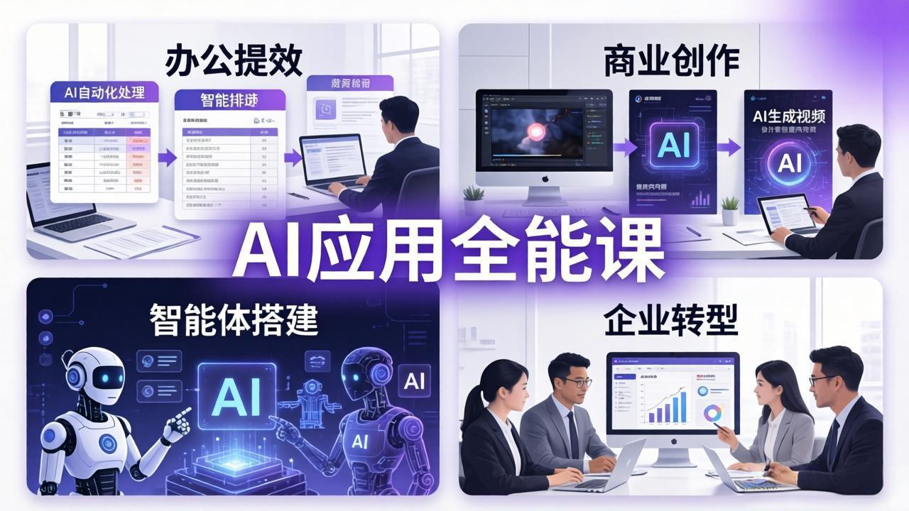 AIGC 应用师全能课-更新：办公提效、商业创作、智能体搭建、企业转型，一站式学会AI应用-明楼资源站