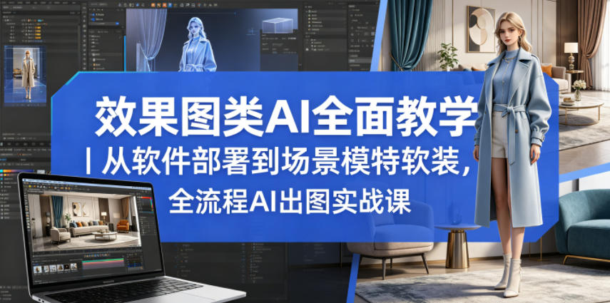 效果图类AI全面教学｜从软件部署到场景模特软装，全流程AI出图实战课-明楼资源站