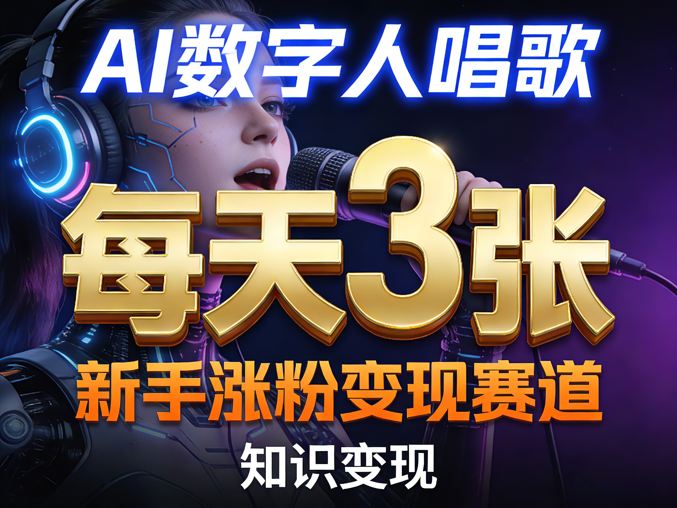 AI数字人唱歌，新手涨粉变现赛道，每天3张和知识付费，副业必备-明楼资源站