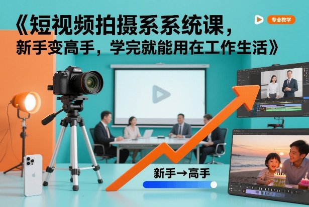 短视频拍摄系统课，新手变高手，学完就能用在工作生活-明楼资源站