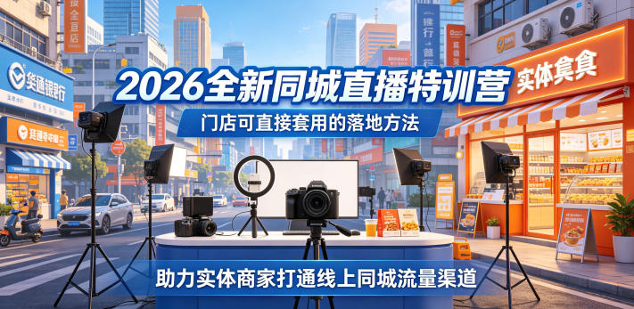 2026全新同城直播特训营，门店可直接套用的落地方法，助力实体商家打通线上同城流量渠道-明楼资源站