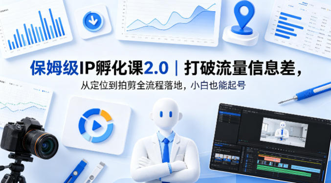 保姆级IP孵化课2.0｜打破流量信息差，从定位到拍剪全流程落地，小白也能起号-明楼资源站