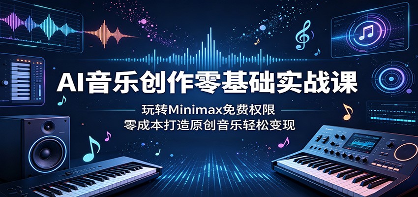 AI音乐创作零基础实战课：玩转Minimax免费权限，零成本打造原创音乐轻松变现-明楼资源站