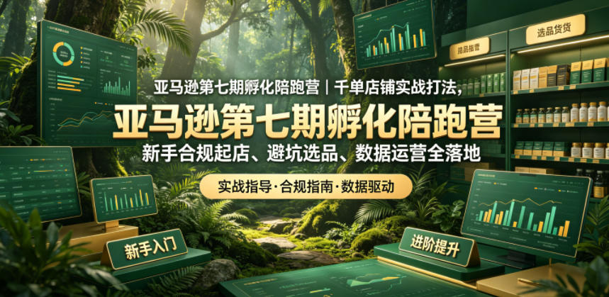 亚马逊孵化陪跑营｜千单店铺实战打法，新手合规起店、避坑选品、数据运营全落地(更新0708)-明楼资源站