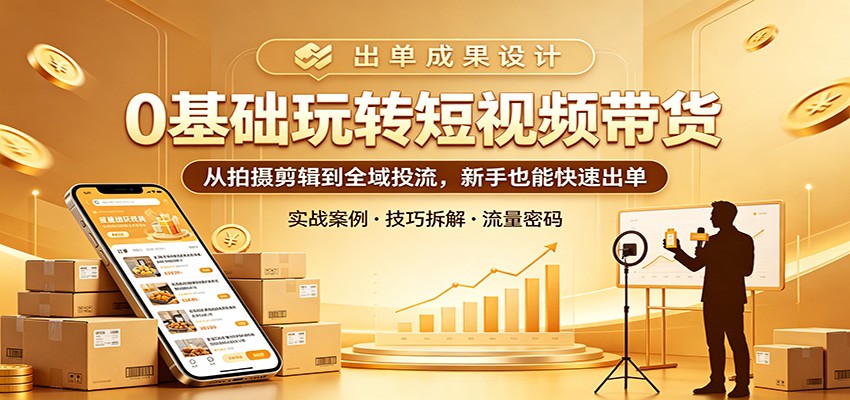 0基础玩转短视频带货：从拍摄剪辑到全域投流，新手也能快速出单-明楼资源站