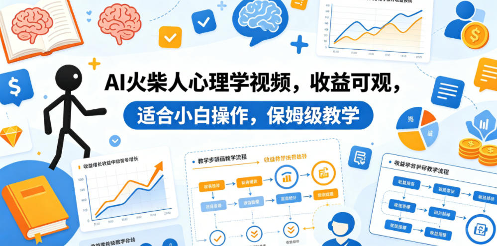AI火柴人心理学视频，收益可观，适合小白操作，保姆级教学-明楼资源站