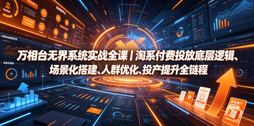 万相台无界系统实战全课｜淘系付费投放底层逻辑、场景化搭建、人群优化、投产提升全链路运营教程-明楼资源站