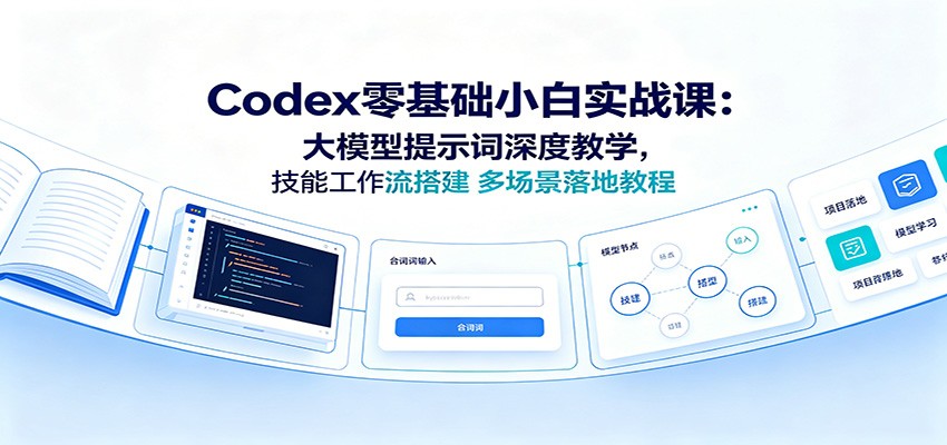 Codex零基础小白实战课：大模型提示词深度教学，技能工作流搭建多场景落地教程-明楼资源站