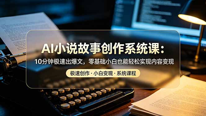 AI小说故事创作系统课：10分钟极速出爆文，零基础小白也能轻松实现内容变现-明楼资源站
