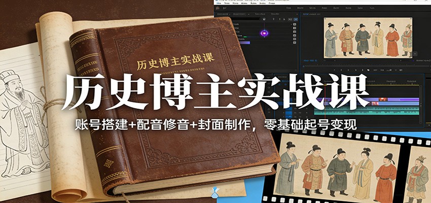 历史博主实战课：账号搭建+配音修音+封面制作，零基础起号变现-明楼资源站