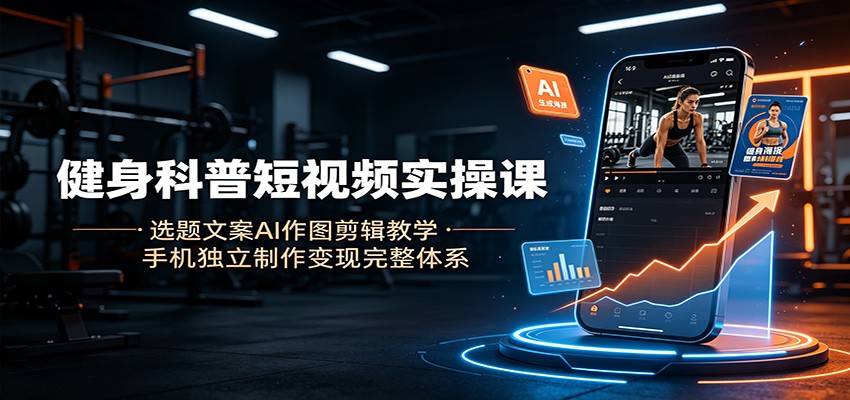 健身科普短视频实操课：选题文案AI作图剪辑教学，手机独立制作变现完整体系-明楼资源站