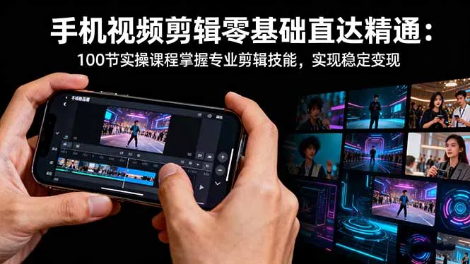 手机视频剪辑零基础直达精通：100节实操课程掌握专业剪辑技能，实现稳…-明楼资源站